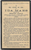 Doodsprentje  *  Maes Ida (° Bavikhove 1862 /  + Harelbeke 1935)  X  Calu Henri - Religion & Esotérisme