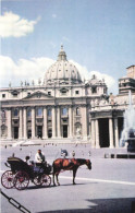 ROME, ST. PETER'S CHURCH, ARCHITECTURE, CARRIAGE, HORSE, CAR,  FOUNTAIN, STATUE, ITALY, POSTCARD - San Pietro