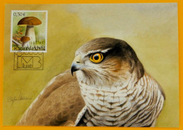 Åland - Exhibition Card München Int. Münchner Briefmarkentage 2003 - Mushroom Stamp MiNo 215 - Sparrowhawk Bird - Aland