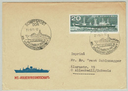 DDR 1971, Brief Schiffspost Kongressreise Zahnärzte - Allschwil (Schweiz), MS Völkerfreundschaft, Schiffe  - Schiffahrt