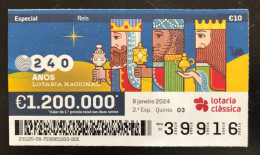 116 H, 1 X Lottery Ticket, Portugal, « REIS MAGOS », « MAGI », « ROIS MAGES », « CAMELS », 2024 - Biglietti Della Lotteria