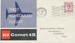 GB 1.5.1960, First Flight British European Airways (BEA) With Comet B4 „LONDON – STOCKHOLM“ - Postwaardestukken