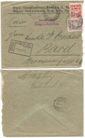 Latvija Pre-USSR Era Registered Bank CV Riga 13feb1925 To Suisse With 40s + 10s - Lettland