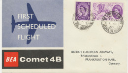 GB 1960, First Flight British European Airways (BEA) With Comet B4 "LONDON – FRANKFURT/MAIN“ W. K2 "THE LONDON AIRPORT" - Postwaardestukken