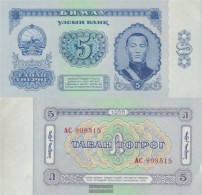Mongolia Pick-number: 37a Uncirculated 1966 5 Tugrik - Mongolie