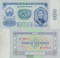 Mongolia Pick-number: 37a Uncirculated 1966 5 Tugrik - Mongolië