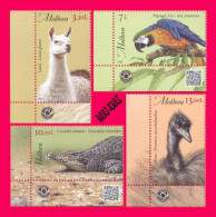 MOLDOVA 2023 Nature Fauna Animals Lama Reptiles Reptile Crocodile Birds Bird Parrot Emu Ostrich Chisinau ZOO 4v MNH - Parrots