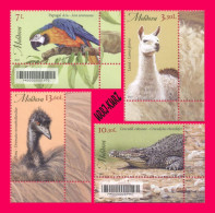 MOLDOVA 2023 Nature Fauna Animals Lama Reptiles Reptile Crocodile Birds Bird Parrot Emu Ostrich Chisinau ZOO 4v MNH - Struisvogels