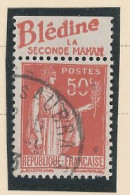 BANDE PUB -N°283  PAIX TYPE I -50c ROUGE -Obl  - PUB BLÉDINE (MAURY 179) - Used Stamps