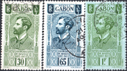 GABON, PAESAGGI, SAVORGNAN DE BRAZZA, 1932, FRANCOBOLLI USATI Scott:GA 132,136,139 - Usados