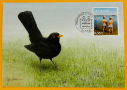 Åland - Exhibition Card Helsingfors Frimärksmässan 2003 - My Åland Stamp MiNo 225 - Blackbird Bird - Aland