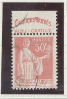 BANDE PUB -N°283  PAIX TYPE II -50c ROUGE -Obl - PUB -BARBES- (MAURY 199) - Usati