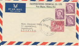 New Zealand Air Mail Cover Sent To Denmark Richmond 24-10-1956 - Luftpost