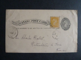 H2 - Canada - Carte Postale Entier Postal (stationery) Complémenté De Ste Justine (Québec) Vers Troyes (France) 1894 - 1860-1899 Reinado De Victoria