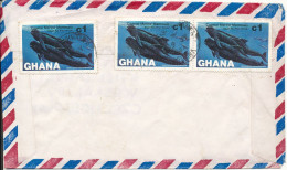 Ghana Air Mail Cover Sent To Czechoslovakia 9-7-1984 With 3 WHALE Stamps On The Backside Of The Cover - Ghana (1957-...)