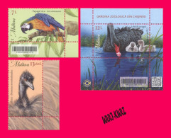 MOLDOVA 2023 Nature Fauna Animals Birds Bird Parrot Emu Ostrich Swan Chisinau ZOO 2v+s-s MNH - Struzzi