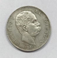 Umberto I° Re D'italia 1878-1900 1 Lira 1887 Gig.38 Spl Colpetto Alb.  E.1353 - 1878-1900 : Umberto I.