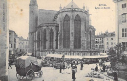 COMMERCE - FOIRES & MARCHES - 88 ÉPINAL Marché Face à L'Eglise ( Bonne Animation Attelage ) CPA - Vosges ( Agriculture) - Marktplaatsen