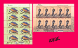 MOLDOVA 2023 Nature Fauna Animals Birds Parrot Emu Ostrich Chisinau ZOO 2 M-s MNH - Autruches