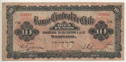 CHILE  10  Pesos - (1 Condor)  P83b   Dated 2.06.1930   ( Condor Seal At Back) - Chile