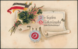 Postkarte WWI Die Besten Glückwünsche Zum Geburtstage Farbig, Barmstedt 1917 Orig. Gelaufen N. Cöln/Deutz, II - Geburtstag