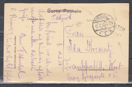 Postkaart Van Brussel Naar Frankfurt (Duitsland) Met Langstempel Schalter Frankfurt - Armée Belge