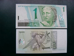 Unc Banknote Brazil 1 Real Prefix A ... P-241 Animals Birds Oiseaux Hummingbird - Brazil