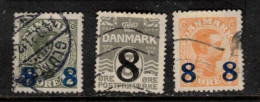 DENMARK DANMARK DÄNEMARK  DANEMARK  1921 1922 Mi 113 129 130 AUFDRUCK OVERPRINT - Gebraucht