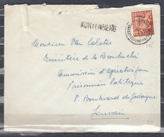 Brief Van Bruxelles (Nord) Naar Louvain Met Langstempel KORTENBERG - Griffes Linéaires