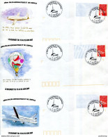 FRANCE-5 Enveloppes P A P-  Illustrées Différents Avions Et 1 Ballon-cachet  45°  Salon Intern Du Bourget 2003 - PAP: Ristampa/Luquet