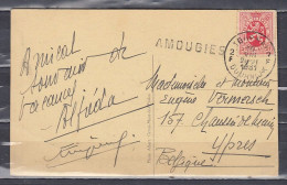 Postkaart Van Tournai 2F Naar Ypres Met Langstempel AMOUGIES - Linear Postmarks