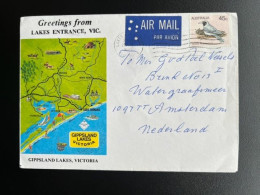 AUSTRALIA 1983 AIR MAIL LETTER LAKES ENTRANCE TO AMSTERDAM AUSTRALIE - Briefe U. Dokumente