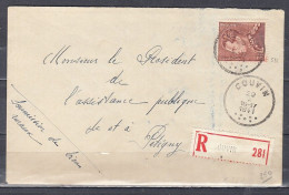 Aangetekende Brief Van Couvin Naar Petigny - 1936-1951 Poortman