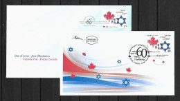 2010 Joint Canada And Israel, BOTH OFFICIAL FDC'S WITH 1 STAMP: 60 Years Friendship - Joint Issues