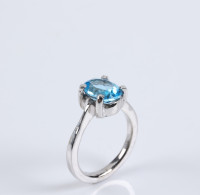 Ring Sterling Silver Ring 925 With Blue Topaz - Bagues