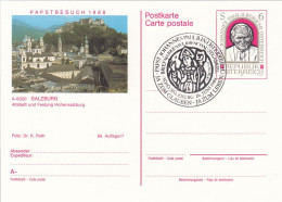 AUSTRIA Postal Stationery 10-7,popes Travel 1988 - Papi