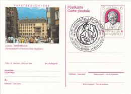 AUSTRIA Postal Stationery 10-8,popes Travel 1988 - Papi