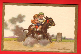 XZM-28  Illustratore Castelli Enfants à Dos D'âne. Circulé Sous Enveloppe - Castelli