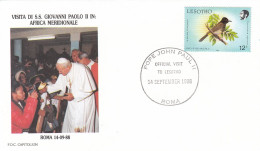 LESOTHO Cover 10-16,popes Travel 1988 - Papi