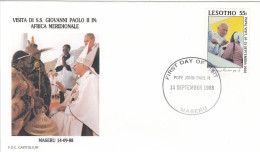 LESOTHO Cover 10-17,popes Travel 1988 - Papi