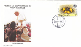 SWAZILAND Cover 10-19,popes Travel 1988 - Papi