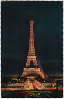 CPSM DE PARIS VII. LA TOUR EIFFEL, VUE LA NUIT - París La Noche
