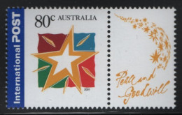 Australia 2001 MNH Sc 2001 80c Christmas Star + Label - Mint Stamps