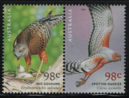 Australia 2001 MNH Sc 2005a 98c Red Goshawk, Spotted Harrier - Mint Stamps