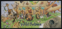 Australia 2001 MNH Sc 2011b 45c Emu, Bilbies, Wombat, Wallabies Caricatures By R Harvey Sheet - Mint Stamps