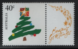 Australia 2001 MNH Sc 2000 40c Christmas Tree + Label - Mint Stamps