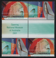 Australia 2001 MNH Sc 1940a 49c Opening Of National Museum Gutter Block Of 2 Pairs - Mint Stamps