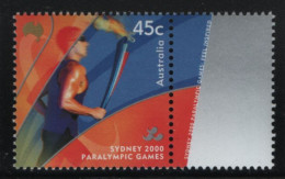 Australia 2000 MNH Sc 1920 45c Torch Bearer Sydney Paralympics + Label - Ungebraucht