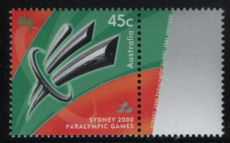 Australia 2000 MNH Sc 1919 45c Emblem Sydney Paralympics + Label - Ongebruikt