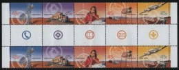 Australia 2001 MNH Sc 1966a 45c Outback Services Gutter Block Of 2 Strips Of 5 - Ongebruikt